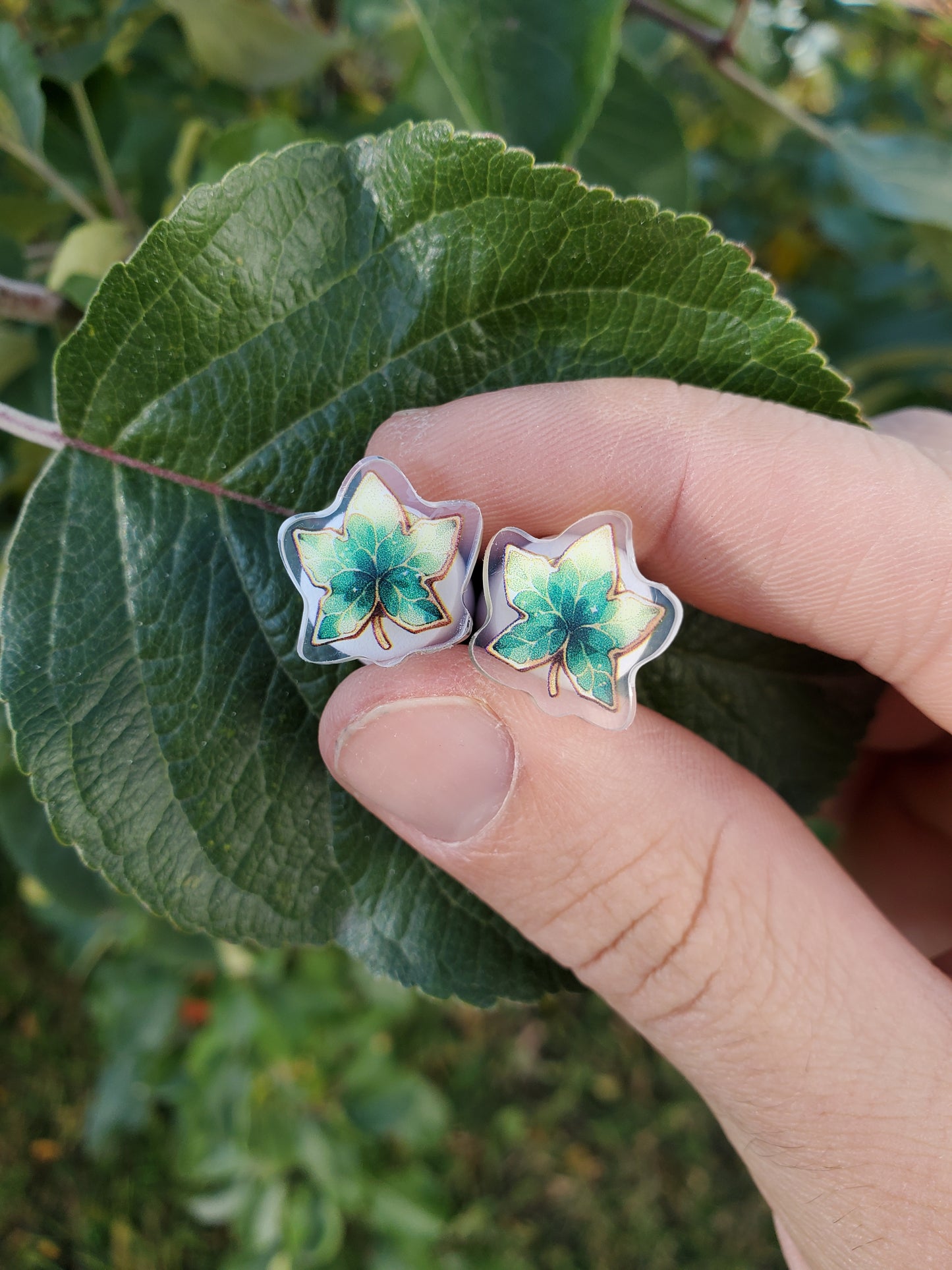 Ivy Leaf Stud Earrings – Cute, Nature-Inspired & Sterling Silver (Silicone Backings Included)