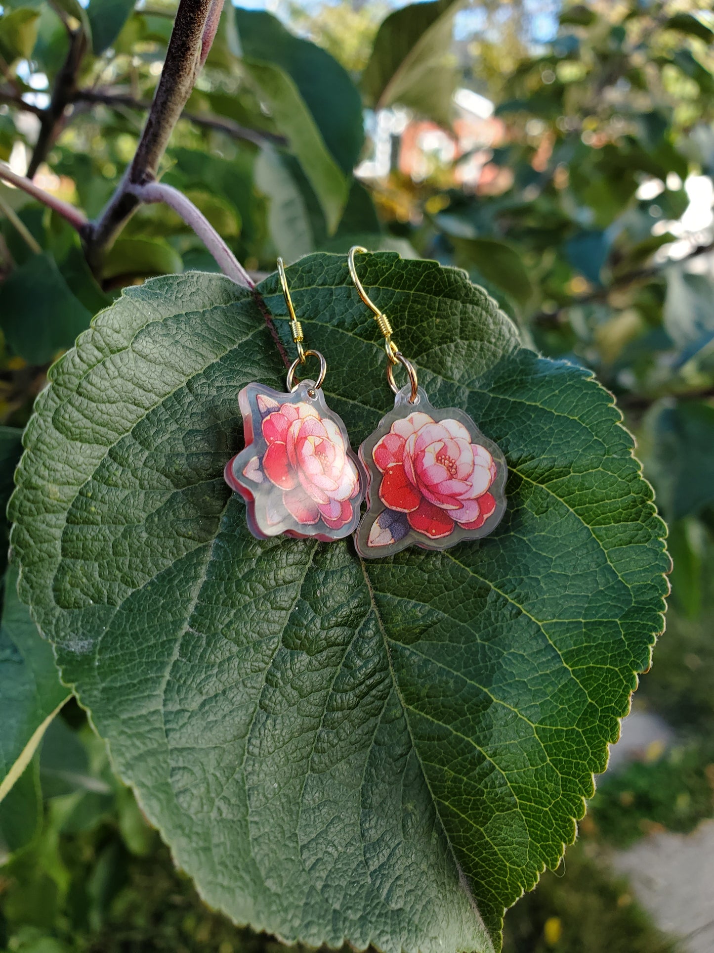 Camellia Flower Earrings – Elegant, Handmade & Lightweight 🌺