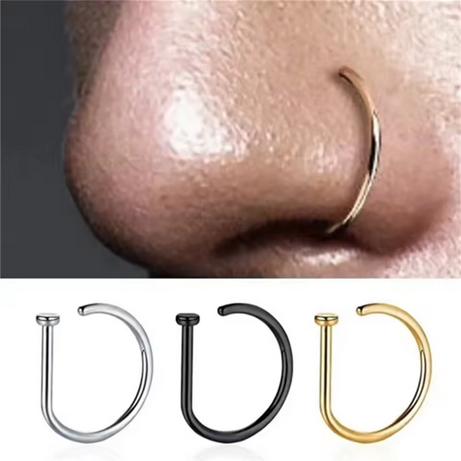 Minimalist Stainless Steel Fake Nose Hoop Rings