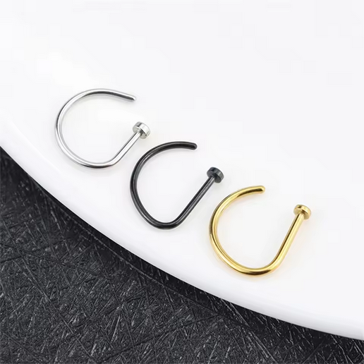 Minimalist Stainless Steel Fake Nose Hoop Rings