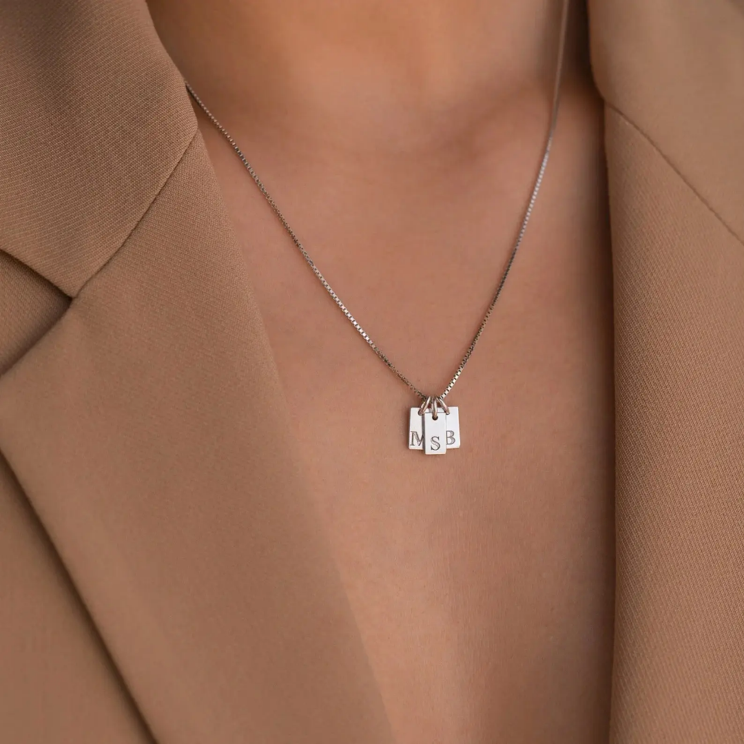 Tag Pendant Initial Necklac