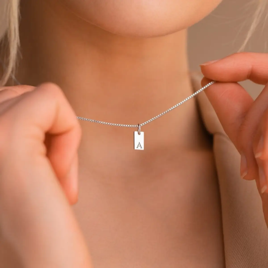 Tag Pendant Initial Necklac