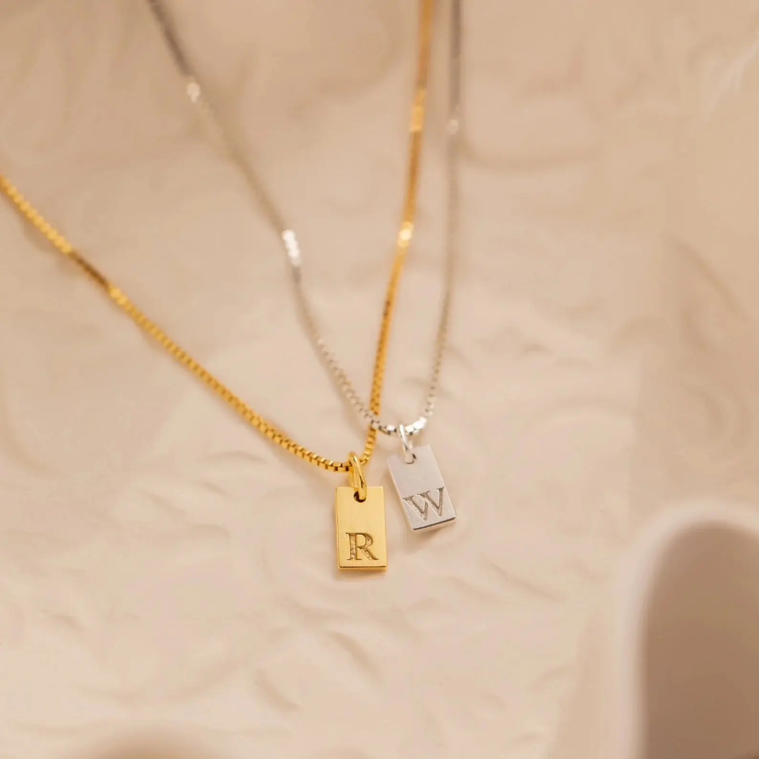 Tag Pendant Initial Necklac